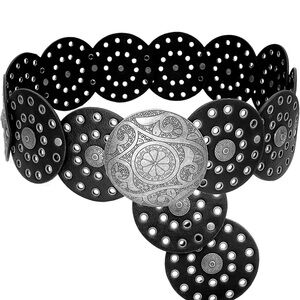 Western / Disco Black and Silver Circular Belt